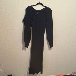 Cider Elegant Black Long Sleeve Dress and Cover